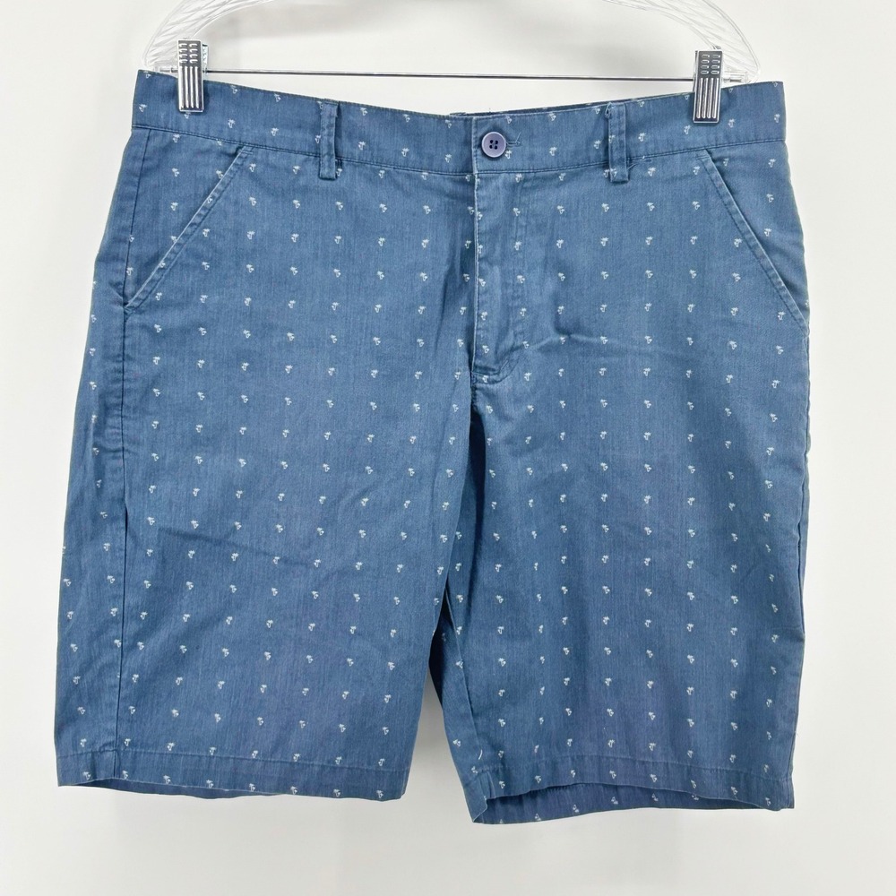 Public Record Mens Blue Palm Tree Print Shorts SZ 34 Regular Fit Tropical Summer